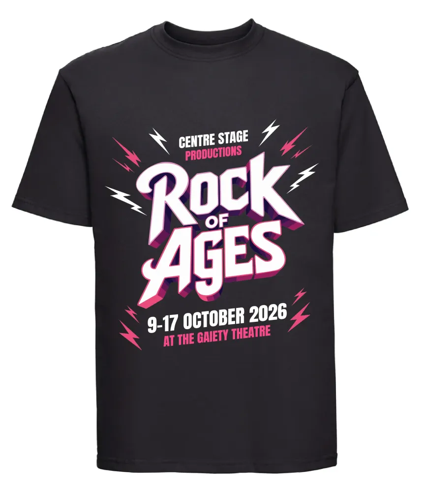 ROCK OF AGES T-SHIRT OPTION 2 (BIG LOGO ON FRONT)